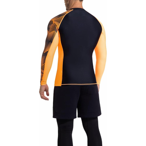 <b>Men</b> Sleeveless Rash Guard <b>Black</b> Orange Geometric Print Quick Dry Compression UPF50+ Sport Top - Product Image 2