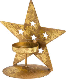 เชิงเทียนรูปดาวจากกระดาษฟอยล์ทำจากเหล็กสำหรับบ้านติดกับโต๊ะหรือหิ้งของคุณพร้อมเชิงเทียนที่สวยงามนี้ไม่รวมเทียน - Product Image 1