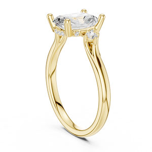 Anillo de Compromiso Clásico de Oro Amarillo de 14K para Mujer con Halo Oculto, Diamante Cultivado en Laboratorio Certificado por IGI, Corte Radiante de 2CT, Aniversario, Boda - Product Image 3