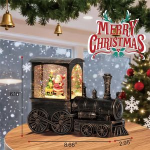 Globo di Neve Vintage con Trenino Natalizio e Babbo Natale, Lanterna d'Acqua Girevole con Glitter, 8 Canzoni, Timer Automatico 6 Ore, Natale - Product Image 2