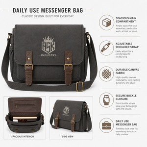Sac messager pour hommes avec compartiments fonctionnels, fermeture sécurisée et sangle réglable, offrant une organisation facile pour le travail et les voyages - Product Image 6