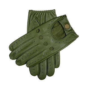 Gants de conduite Speed One Sports en cuir vert de haute qualité, à doigts entiers, paume perforée, sangle de poignet réglable, logo personnalisé, unisexe - Product Image 1
