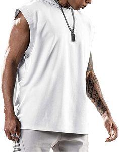 Custom Logo Wholesale Men Sleeveless Workout Hoodie Custom Sleeveless Gym Hoodies Men Gym Hooded Tank <b>Top</b> for Men - Product Image 2