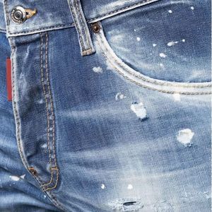 Jean droit élégant pour homme, respirant, en denim imprimé, coupe ajustée, style streetwear, délavé, extensible, OEM - Product Image 4