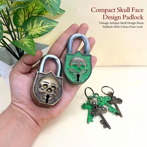 Brass <b>Padlock</b> With Tough Lock System Vintage Design Outdoor Conditions Skull Lock Wholesale Durable <b>Padlock</b> Strong with Keys - Product Image 6