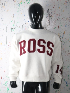 Sudadera ROSS con cuello simulado, 450 GSM, nombre personalizado, bordado en aplique, corte holgado, 100% algodón, felpa francesa. - Product Image 1