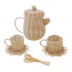 Juego de Té de Ratán Tejido a Mano, Tetera y Tazas para Niños, Hecho en Vietnam, Juguetes de Muebles de Ratán para Niños, Venta al por Mayor - Product Image 1