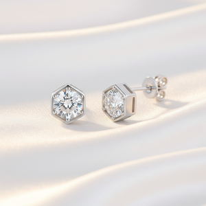 Pendientes de Plata de Ley 925 con Moissanita de 1.00 Quilates, Corte Hexagonal, Modernos, para Mujer, Regalo para Fiesta, Compromiso y Boda - Product Image 4