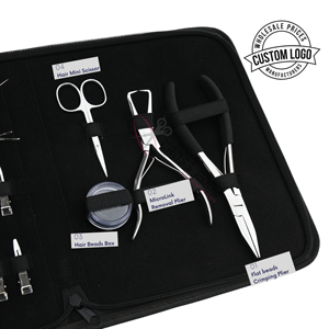 Hair Extension Tools Kit with Hair Extension Crimper Bead Opening Tool Salon Sectioning <b>Clips</b> Beads box & Installation <b>Hook</b> loop - Product Image 3