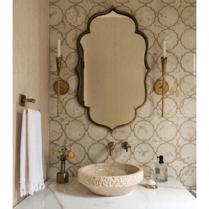 Miroir mural unique KSN, design Art Déco floral asymétrique élégant, en aluminium, fait main, pour la maison, la salle de bain, Bar Mitzvah - Product Image 4
