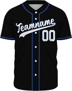 Maillot de baseball noir pour homme, personnalisable avec nom d'équipe, sublimation, col en V, manches courtes, évacuation de l'humidité, respirant, coupe classique, toutes tailles - Product Image 5