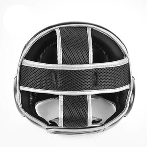 Protège-tête de boxe en cuir PU noir, équipement de protection avec fermeture auto-agrippante pour adultes, unisexe, utilisation universelle - Product Image 4