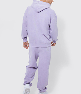 Your Brand Men's Hoodie Sweatshirt <b>Set</b> Purple Cotton French Terry Casual Autumn Wear Printed Letter Logo Front - Product Image 5