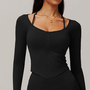 Breathable Nylon <b>Tights</b> Yoga Top Halter Elastic Waist Womens Yoga Set Activewear Slim Gym Sportswear Plaid <b>Pattern</b> Front Logo - Product Image 4