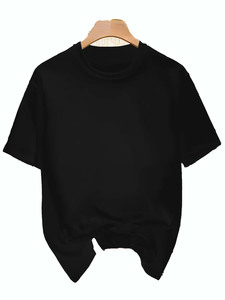 T-shirt rouge à manches courtes et col rond pour homme, 100 % coton, coupe oversize, couleur unie, en jersey tricoté, tissu respirant, teint uni, ODM - Product Image 6