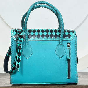 Bolso Tote de Cuero Genuino Hecho a Mano con Diseño a Cuadros y Estampado Floral, Bolso de Hombro y Bandolera Elegante para Mujer para Uso Diario - Product Image 5