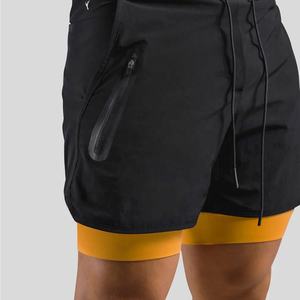 กางเกงขาสั้นสองชั้นสำหรับผู้ชาย,กางเกงออกกำลังกายในยิมขาสั้นใส่วิ่งมีซิปและกระเป๋าสำหรับฝึกซ้อมฟิตเนส - Product Image 3