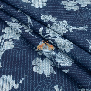 Tissu en coton de haute qualité imprimé au bloc, léger, imprimé floral indigo, pour robes de filles et vêtements de garçons - Product Image 3