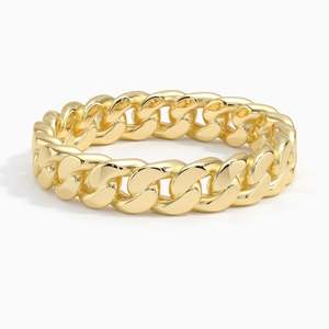 Chunky Cuban Link Chain <b>Ring</b> Bold Statement Band Unisex Silver Gold Thick Curb Link <b>Ring</b> Modern Jewelry Gift - Product Image 3