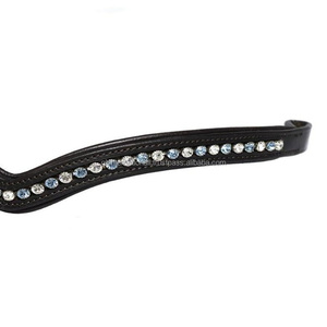 Bride en cuir faite à la main, cristaux de cheval fantaisie, strass, bande de sourcils, fabricant indien en vrac, fournisseur - Product Image 1