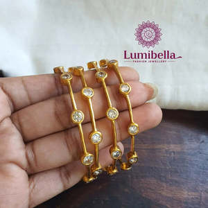 10K <b>Solid</b> <b>Gold</b> American Diamond <b>Bangles</b> for Wedding and Engagement - Product Image 2