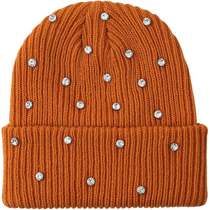 OEM Black Rhinestone Beanie Hat Rib Knit Winter Warm <b>Cap</b> Women <b>Men</b> Custom Logo Streetwear Skull <b>Cap</b> Hat - Product Image 3
