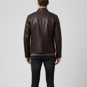Veste en cuir urbaine pour homme, en cuir de vache souple, légère, confortable, imperméable, respirante, tendance, fournisseur OEM ODM - Product Image 6