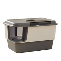 Bac à litière pour chat extra-large entièrement fermé avec une capacité de 120 L, anti-odeur, désodorisant, en polypropylène, design anti-éclaboussures