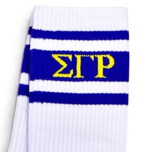 ถุงเท้า Sigma Gamma Rho สีขาว สำหรับผู้หญิงและผู้ชาย ถุงเท้ากีฬาผ้าฝ้าย ถุงเท้าลำลองสำหรับชมรมนักศึกษากรีก ถุงเท้ากีฬาแบบกำหนดเอง - Product Image 6