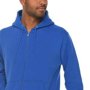 Mens High Quality Poly Cotton Zip Hoodie Anti Pilling Fabric Casual Hoodie Europe Trend Mens Cotton Blend Zip Hoodie - Product Image 5
