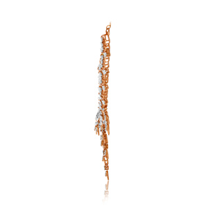 Collier en or rose avec diamants ronds brillants cultivés en laboratoire, bijoux de luxe pour femmes, bijoux de mariage - Product Image 3