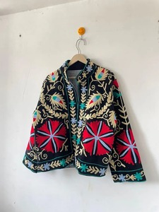 Bata de mujer con cuello en V, 100% algodón, reversible, con bordado floral azul, tipo kimono largo, con cinturón, para estar en casa, hecha a mano - Product Image 4