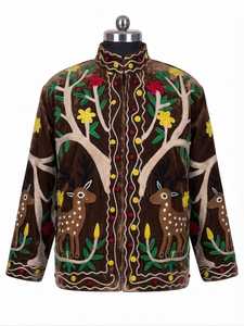 Chaqueta Suzani Marrón Oscuro para Mujer con Bordado Floral, Estilo Boho Chic, Prenda Exterior Étnica, Abrigo Artesanal de Inspiración Vintage - Product Image 3