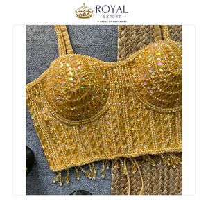 La Mejor Colección de Ropa India: Blusa de Fiesta con Perlas y Apliques, Estilo Espalda Descubierta, en Venta - Product Image 6