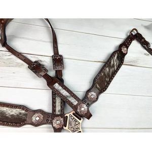 Ensemble de têtière et de peitorale en cuir Hairon de qualité supérieure avec boucles décoratives, équipement d'équitation, qualité export. - Product Image 3