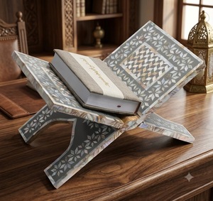 Support de Coran de luxe de style arabe avec incrustations de nacre et d'os sculptées, décoration écologique pour la maison, porte-livre religieux pour la prière - Product Image 2