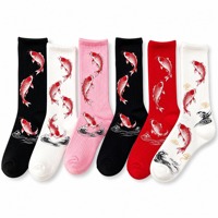 Chaussettes mi-mollet personnalisées avec logo imprimé carpe Koi, pour hommes et femmes, motif poisson porte-bonheur chinois, en coton, style Harajuku, mode urbaine, OEM ODM