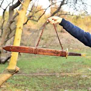 Épée viking professionnelle de haute qualité en acier Damas forgé à la main avec fourreau en bois sculpté, style guerrier nordique médiéval - Product Image 6