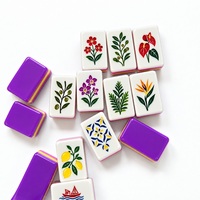 Jeu de Mahjong Américain Violet Citron avec 160 Tuiles en Acrylique et Motifs Décoratifs pour Tables de Jeu Communautaires