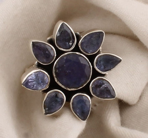 Bague en Iolite Naturelle en Gros, Argent Sterling 925, Bagues Vintage Tendance, Bijoux en Pierre Précieuse Bleu Violet Naturel pour Femme - Product Image 2