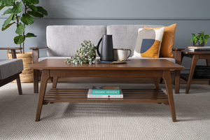 Versatile Modern Durable Rectangular <b>Coffee</b> <b>Table</b> In <b>Walnut</b> Veneer Finish for Living Room Office Waiting Area - Product Image 5