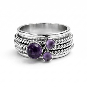 925 Sterling Silver Natural Amethyst <b>Spinner</b> <b>Ring</b> Anxiety <b>Ring</b> Handmade <b>Ring</b> Beautiful Stone <b>Ring</b> - Product Image 1