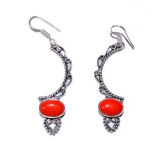 Pendientes de piedras preciosas de ónix rojo chapados en plata Unisex estilo religioso clásico con abalorios de ágata Esmeralda perla diamante - Product Image 6