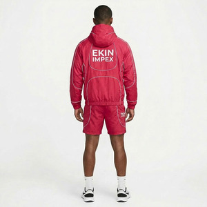 Custom Logo <b>Mens</b> 2 Piece Nylon Windbreaker Set Reflective Piping Hooded <b>Jacket</b> and Shorts <b>Summer</b> Streetwear Tracksuit - Product Image 4