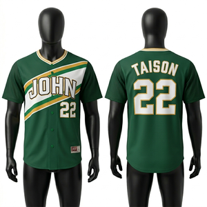 Camiseta de Béisbol para Hombre, 180 GSM, Ligera, de Malla de Poliéster, Diseño con Paneles Verdes, Impresión por Sublimación, Números en Tela Tackle Twill, Logotipo Personalizado - Product Image 1