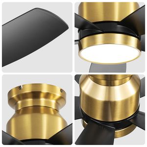 42-Inch <b>Flush</b> <b>Mount</b> <b>LED</b> <b>Ceiling</b> Fans with 22W <b>LED</b> <b>Light</b> and Remote Control 5 ABS Blades for Bedroom Patio - Product Image 3