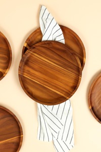 Assiettes en bois jetables écologiques faites à la main, motif végétal, design Art Déco, multifonctionnelles pour mariage et fruits - Product Image 4