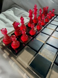 Custom Children Modern Luxury Epoxy Resin <b>Chess</b> <b>Board</b> <b>Set</b> High Quality Clear Pigmented <b>Chess</b> Pieces - Product Image 6