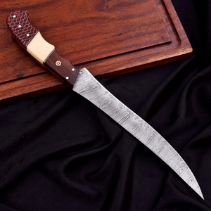 Handmade Damascus Steel Fillet <b>Knife</b> with Wooden Handle Flexible <b>Fish</b> Filleting <b>Knife</b> for Professional Kitchen Use - Product Image 3