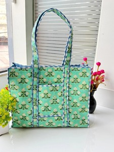 Indian Block Printed Cotton Quilted Women's Tote <b>Bag</b> Large Handbag for Travel Birthday & Christmas Gift for Back School & <b>Work</b> - Product Image 4